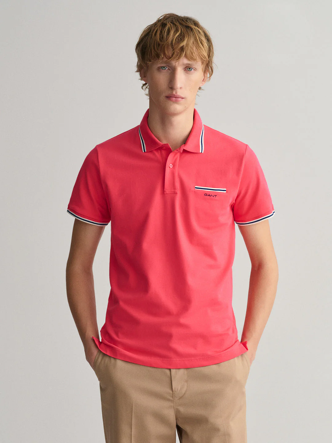 Gant Pink 3Color Tipping Regular Fit Pique Polo Tshirt