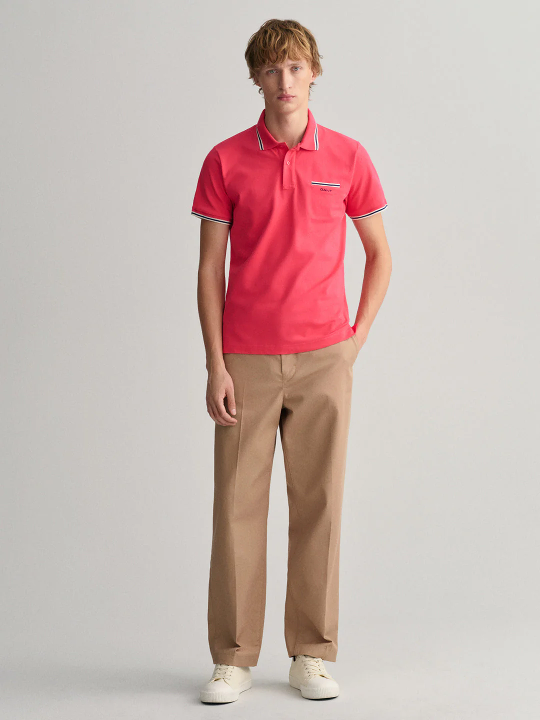 Gant Pink 3Color Tipping Regular Fit Pique Polo Tshirt - Image 3