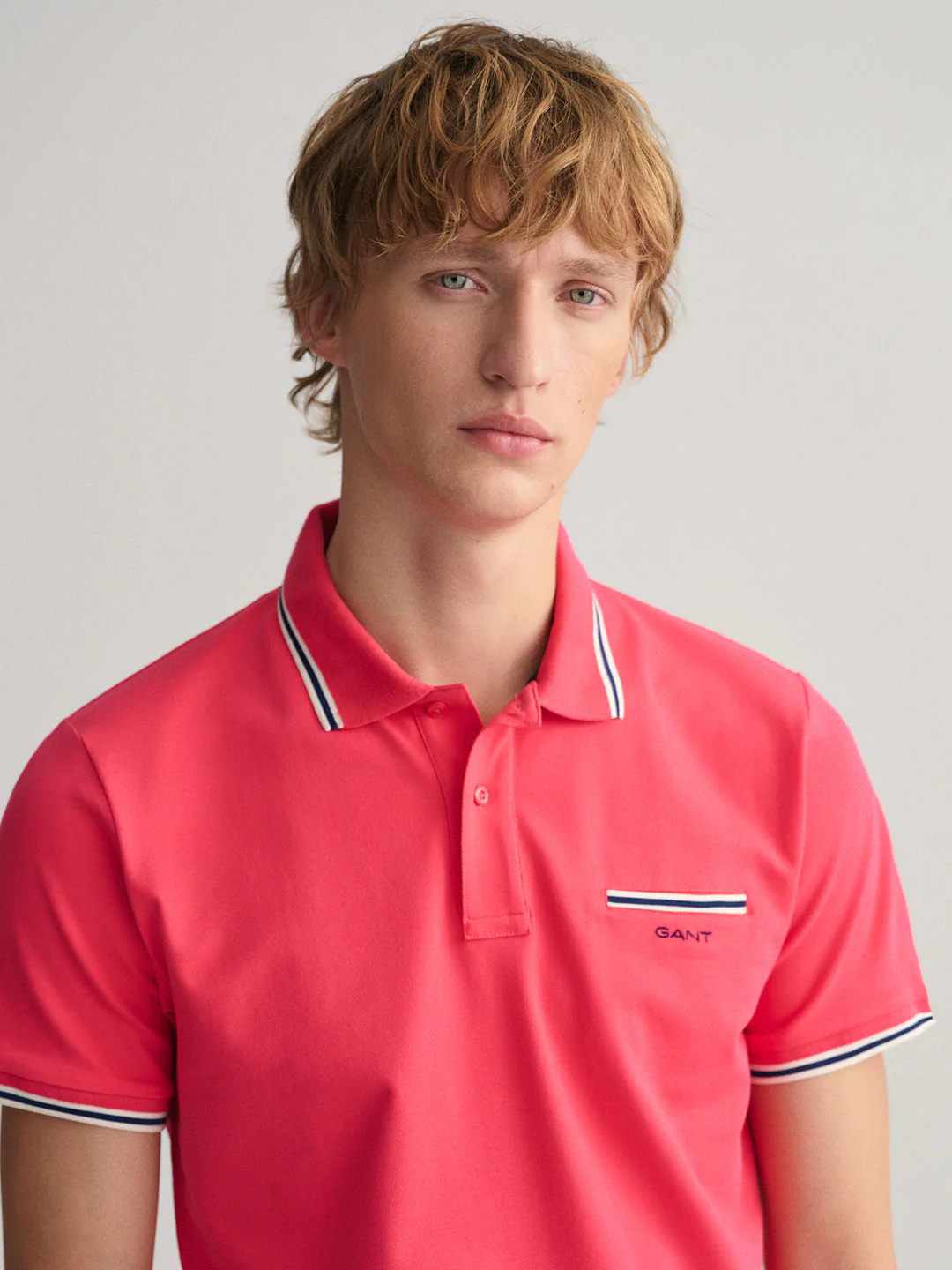 Gant Pink 3Color Tipping Regular Fit Pique Polo Tshirt - Image 5