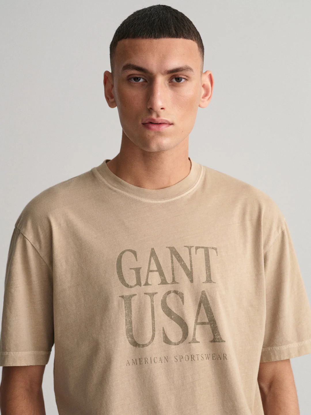 Gant Beige Sunfaded Logo Regular Fit Tshirt - Image 4