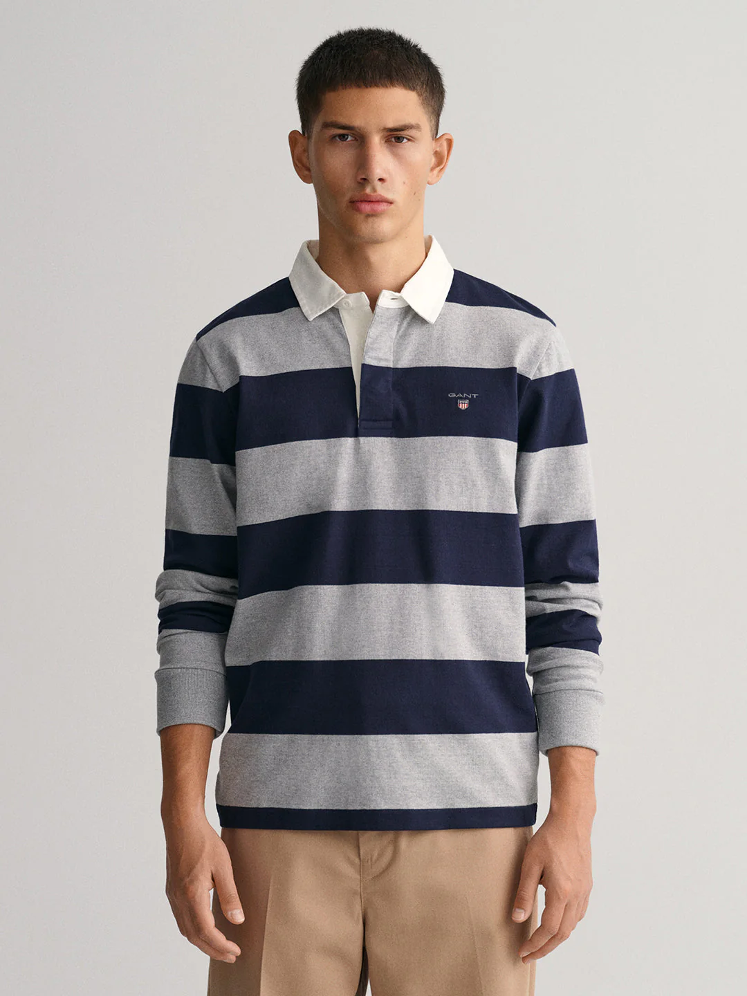 Gant Grey Striped Regular Fit Polo Tshirt