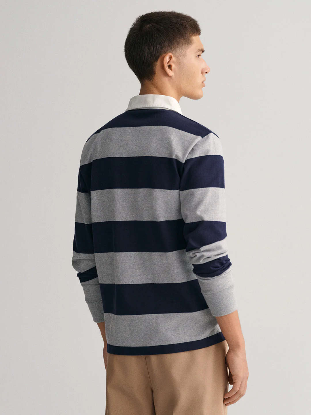 Gant Grey Striped Regular Fit Polo Tshirt - Image 2