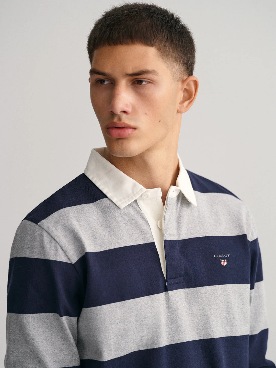 Gant Grey Striped Regular Fit Polo Tshirt - Image 3