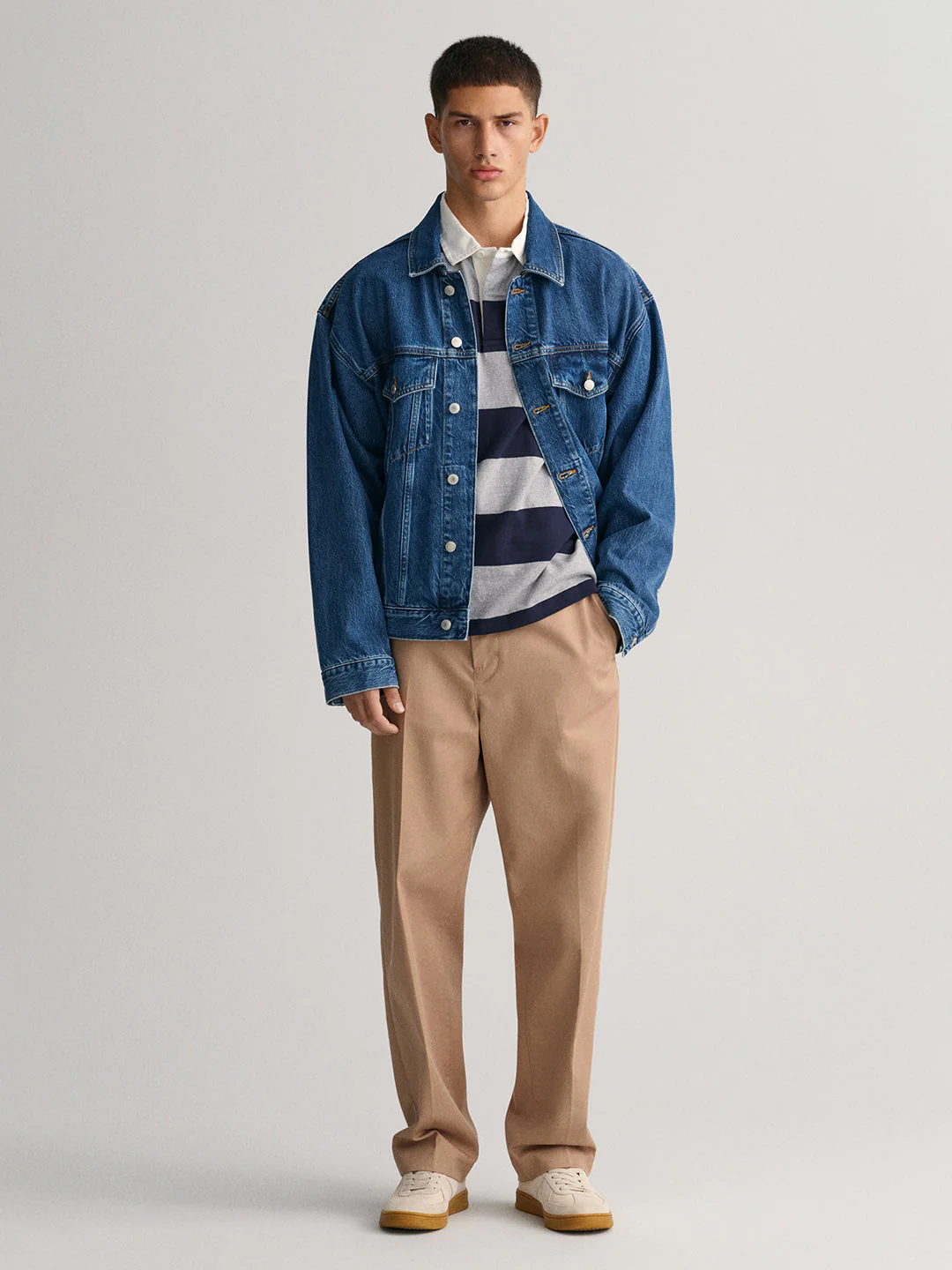 Gant Grey Striped Regular Fit Polo Tshirt - Image 4