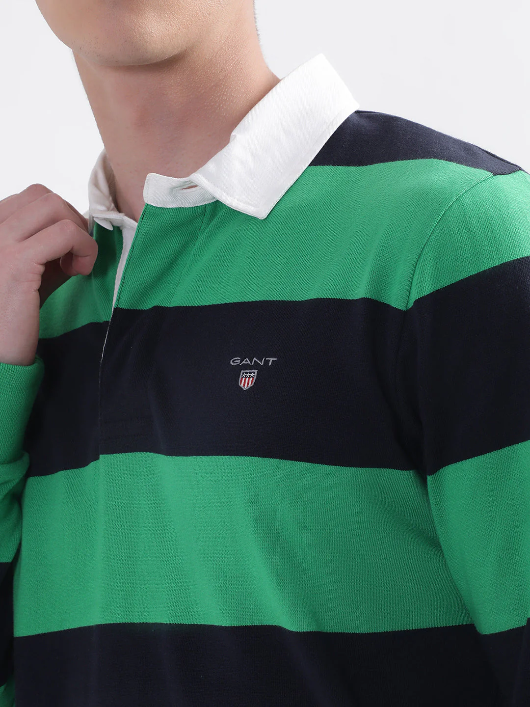 Gant Green Striped Regular Fit Polo Tshirt - Image 6