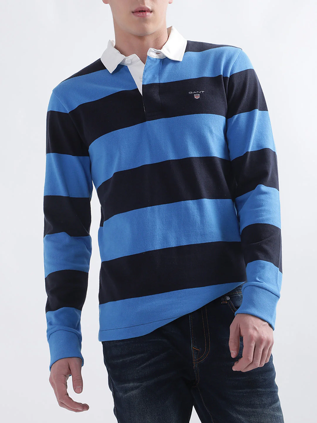 Gant Blue Striped Regular Fit Polo Tshirt