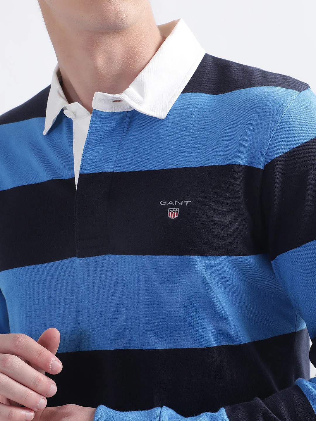 Gant Blue Striped Regular Fit Polo Tshirt - Image 6