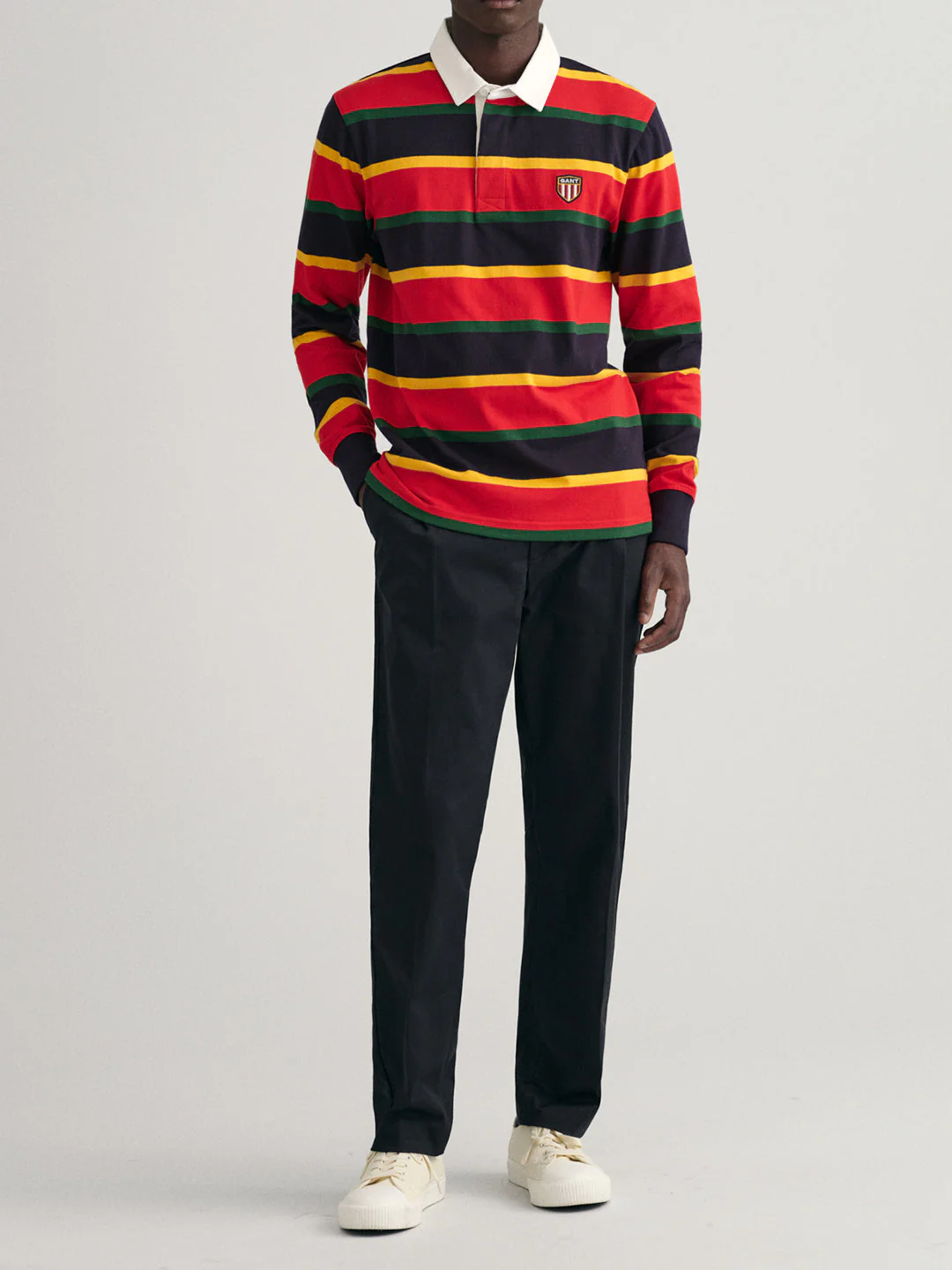 Gant Red Striped Regular Fit Polo T-Shirt - Image 3