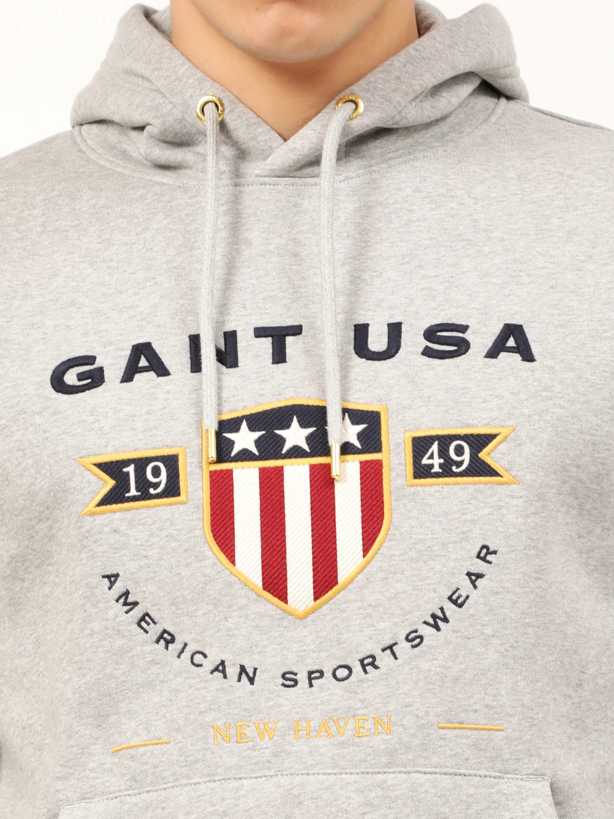 Gant Men Grey Printed Hooded Sweatshirt - Image 6