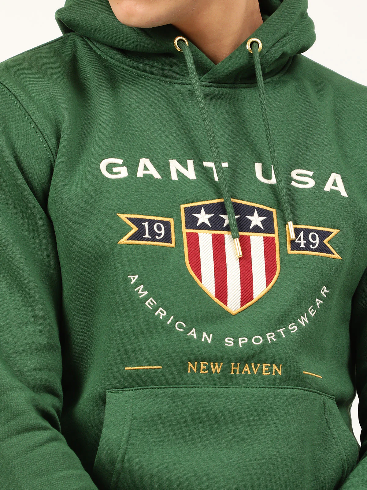 Gant Men Green Printed Hooded Sweatshirt - Image 4