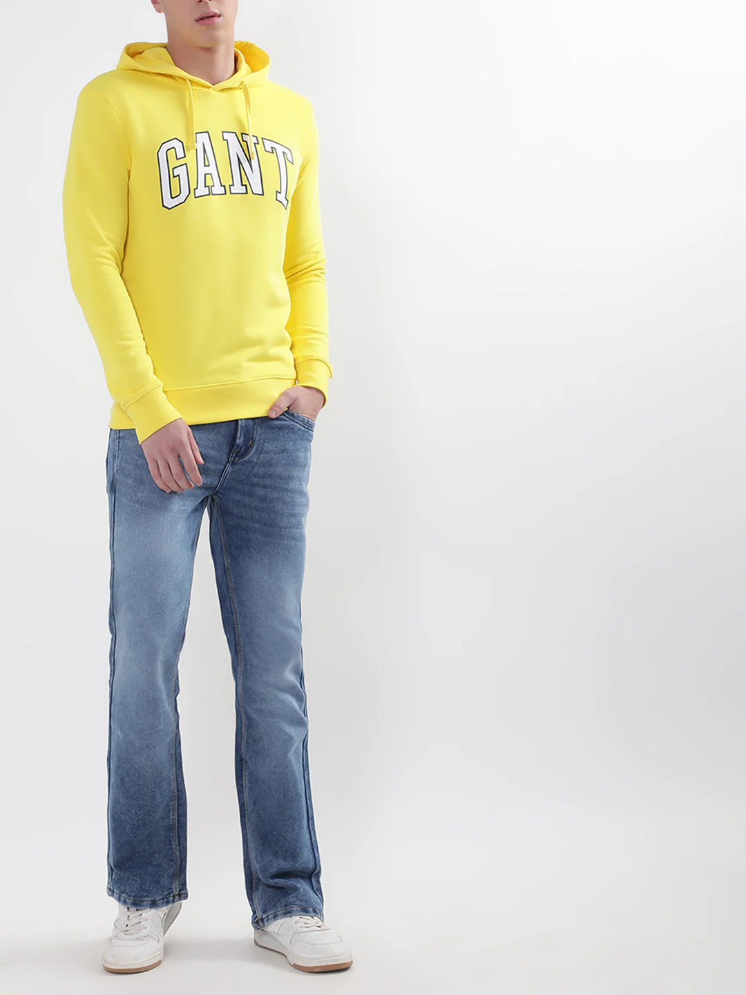 Gant Men Yellow Solid Hooded Sweatshirt - Image 5