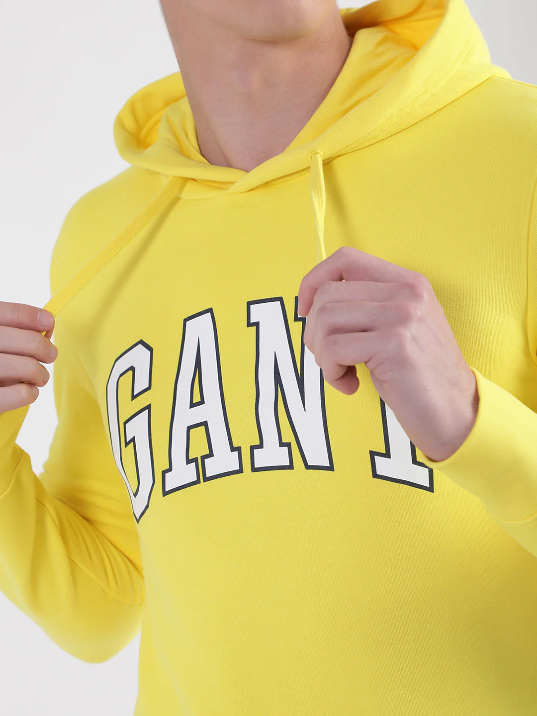 Gant Men Yellow Solid Hooded Sweatshirt - Image 7