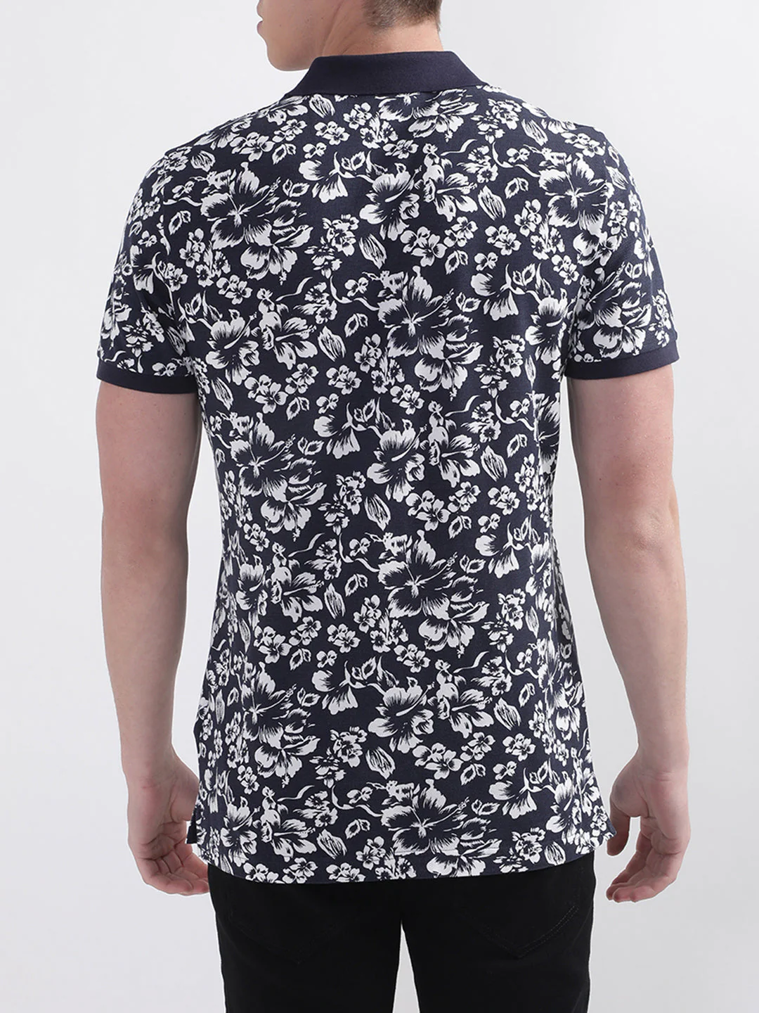 Gant Blue Floral Print Regular Fit Pique Polo Tshirt - Image 2