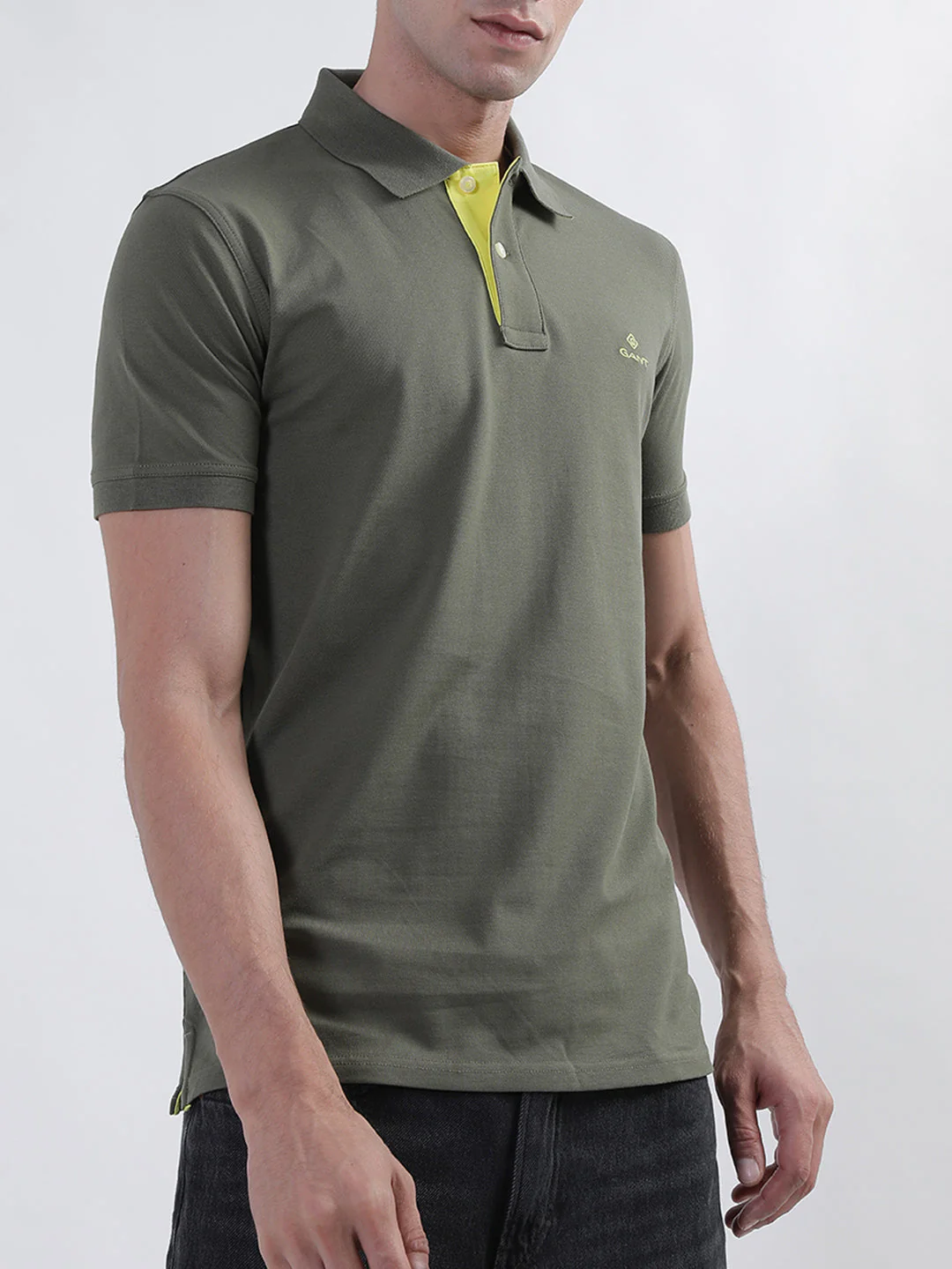 Gant Green Contrast Pique Rugger Slim Fit Polo T-Shirt - Image 3