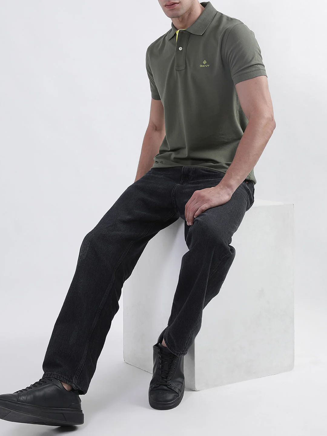Gant Green Contrast Pique Rugger Slim Fit Polo T-Shirt - Image 5
