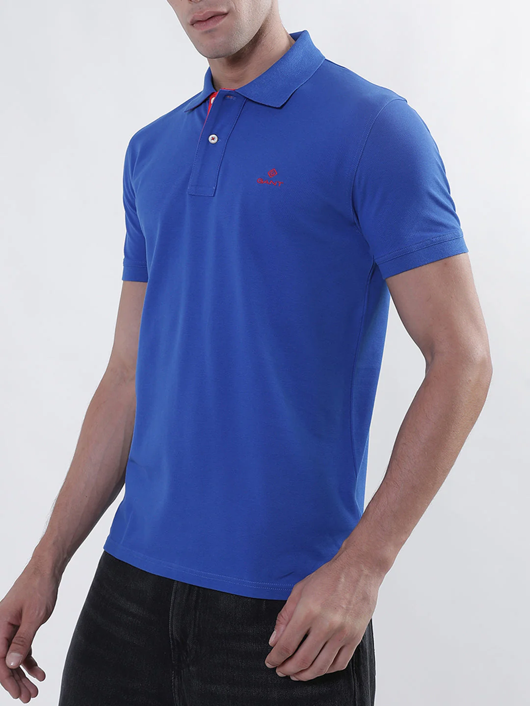Gant Blue Contrast Pique Slim Fit Polo T-Shirt - Image 2