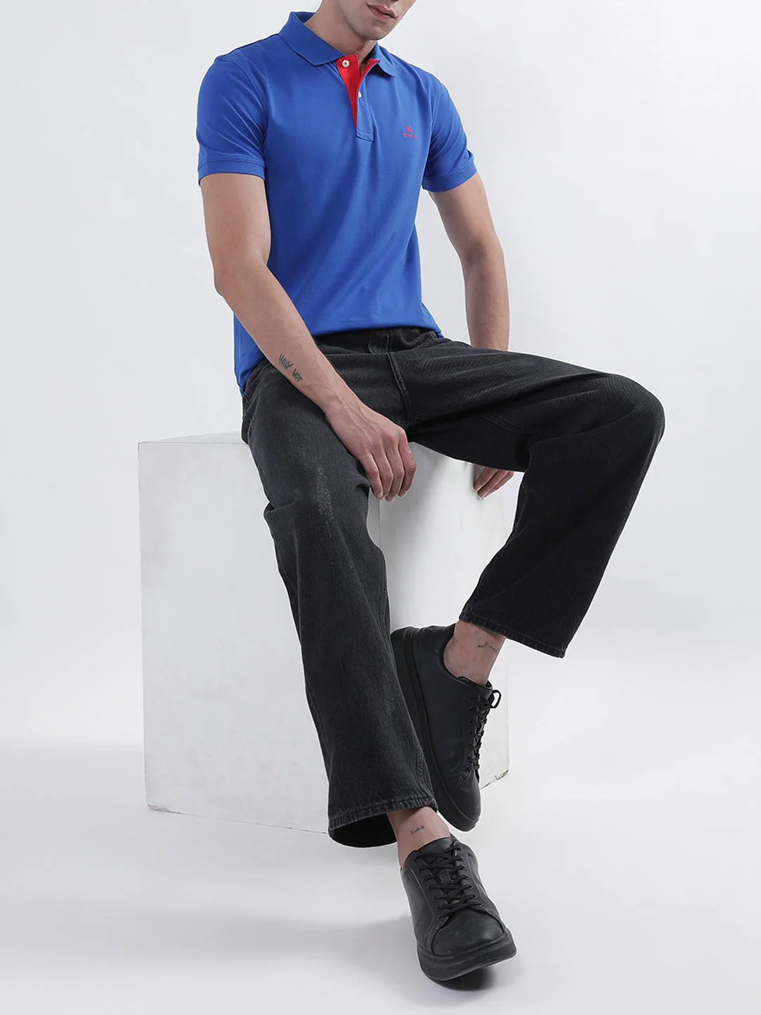 Gant Blue Contrast Pique Slim Fit Polo T-Shirt - Image 6