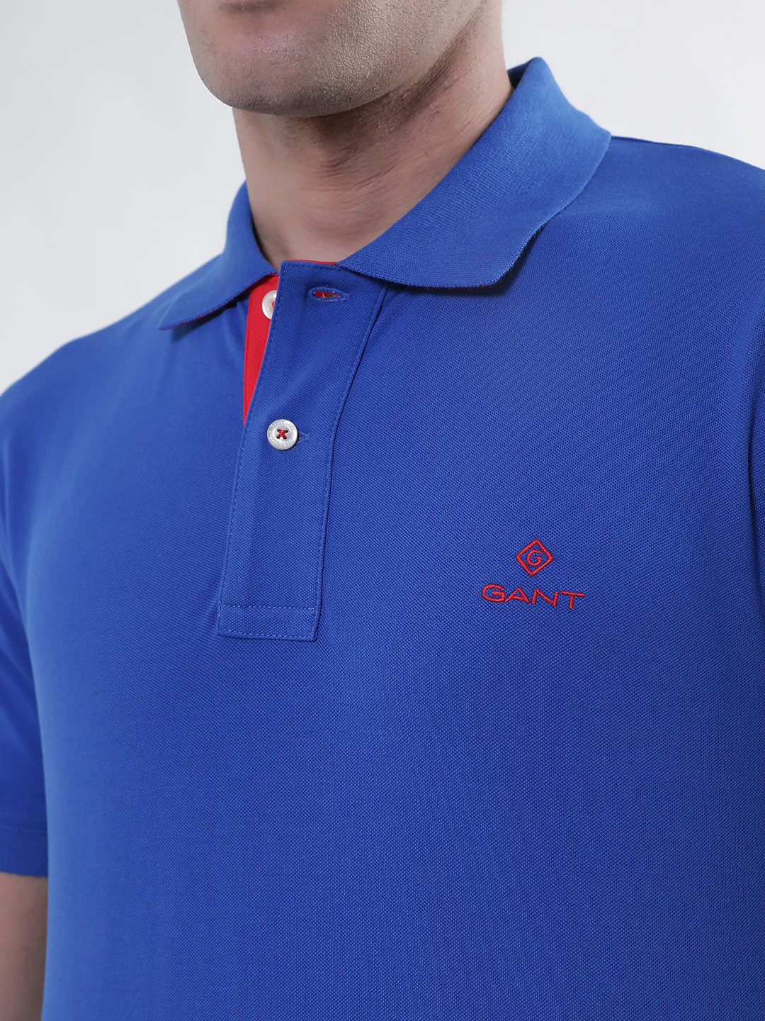 Gant Blue Contrast Pique Slim Fit Polo T-Shirt - Image 7