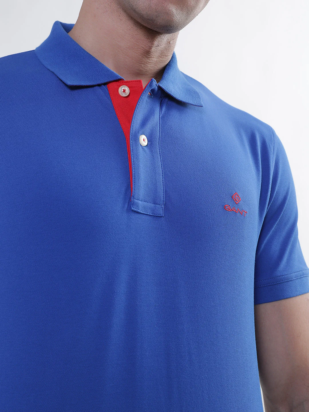 Gant Blue Contrast Pique Slim Fit Polo T-Shirt - Image 8