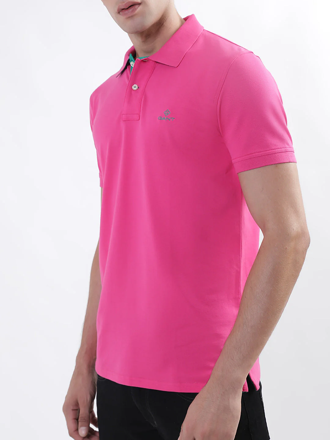 Gant Pink Contrast Pique Slim Fit Polo T-Shirt - Image 2