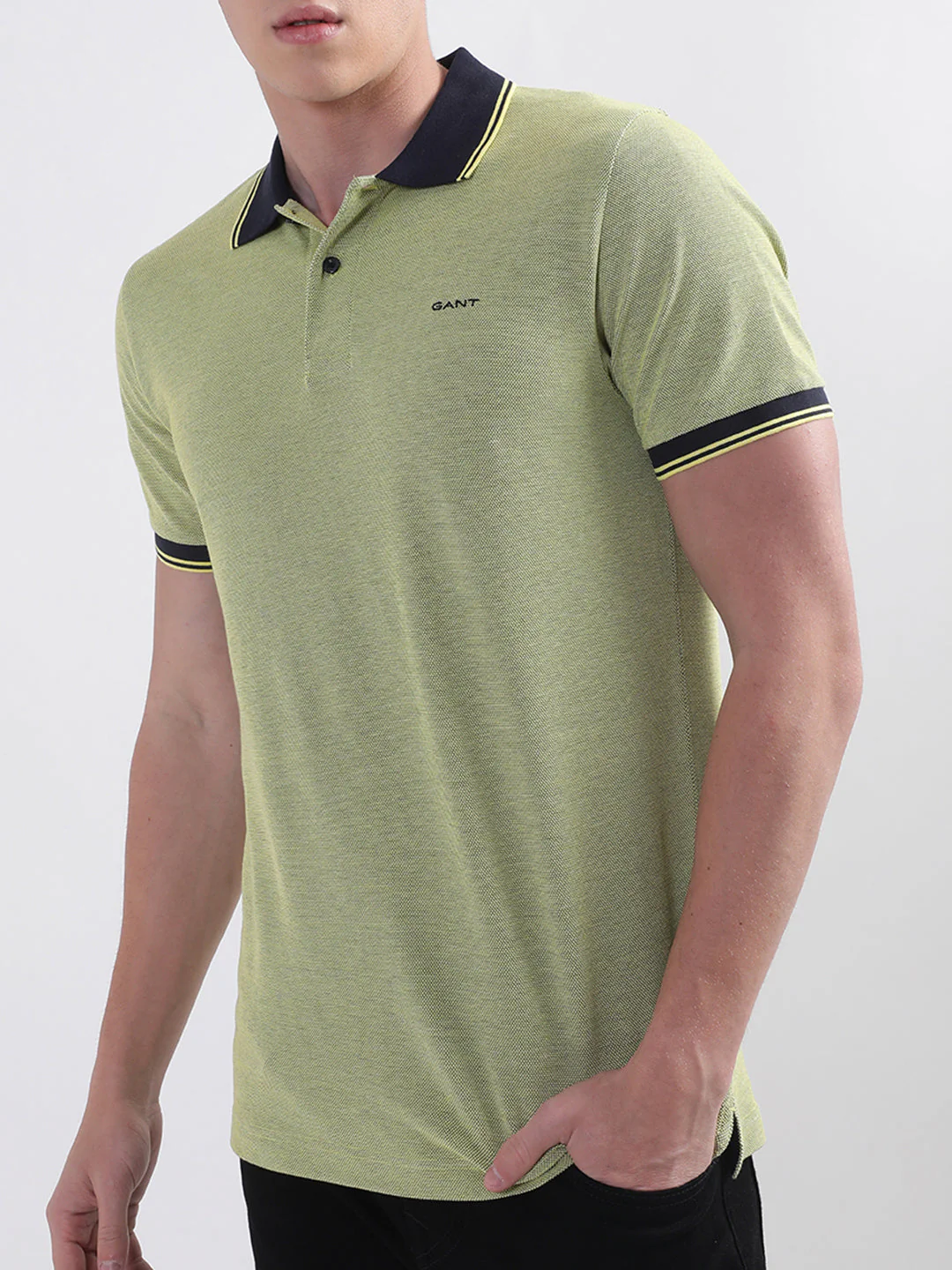 Gant Yellow Color Oxford Regular Fit Pique Polo Tshirt - Image 3