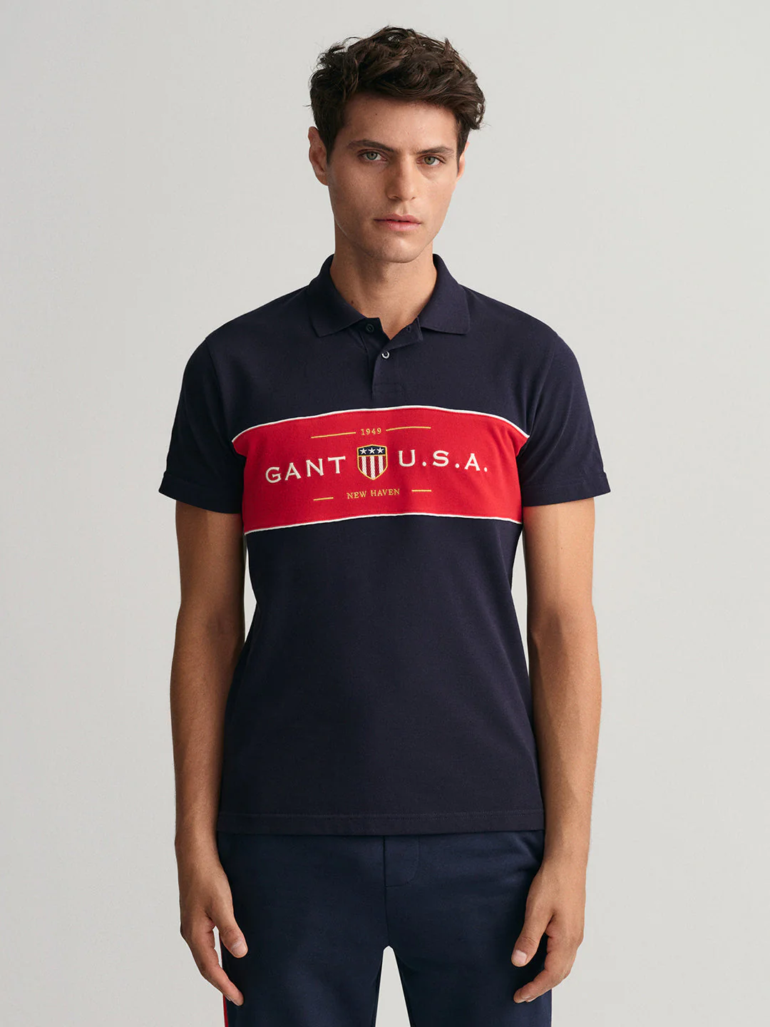 Gant Blue Banner Shield Logo Regular Fit Polo Tshirt