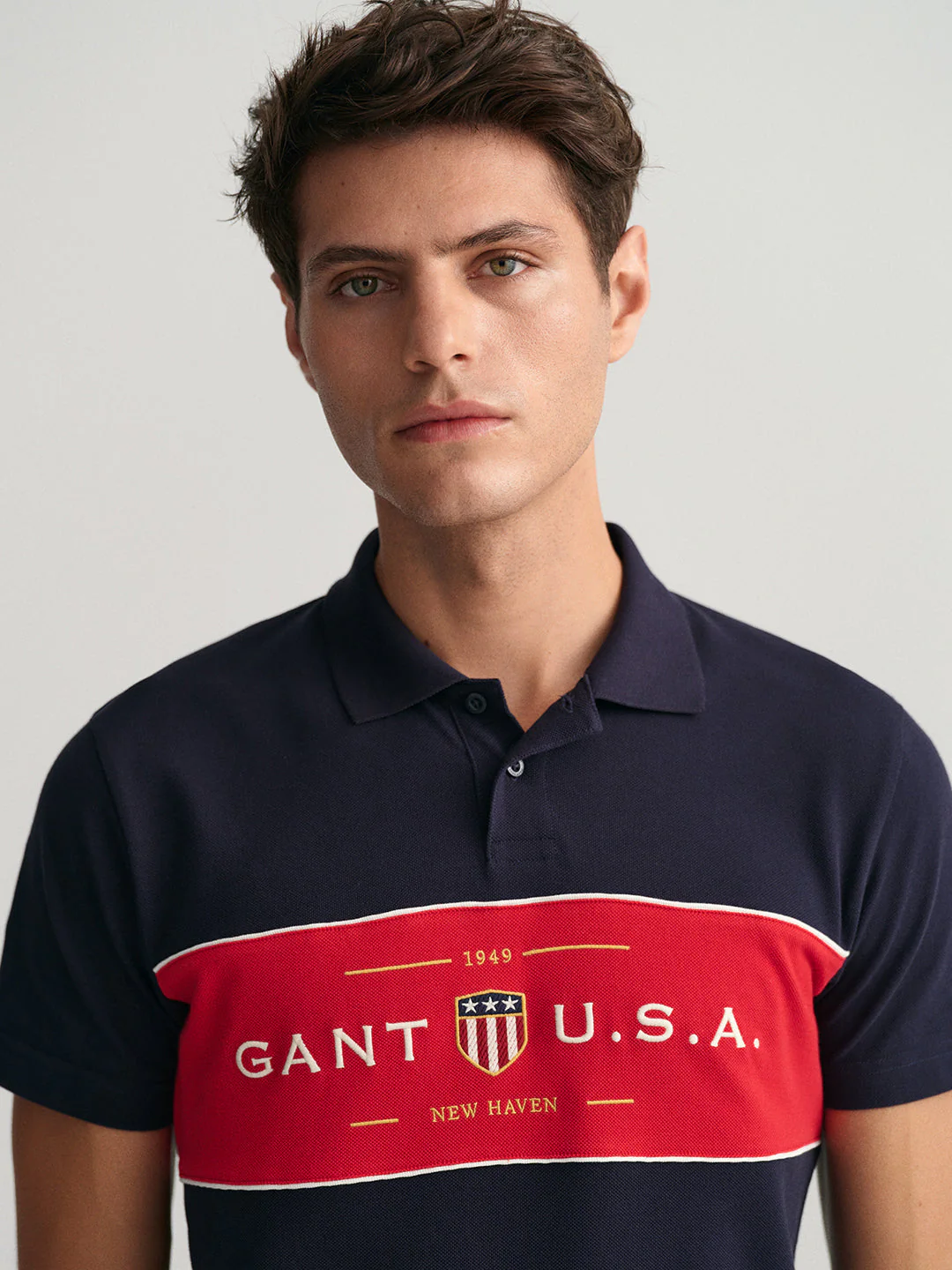 Gant Blue Banner Shield Logo Regular Fit Polo Tshirt - Image 4