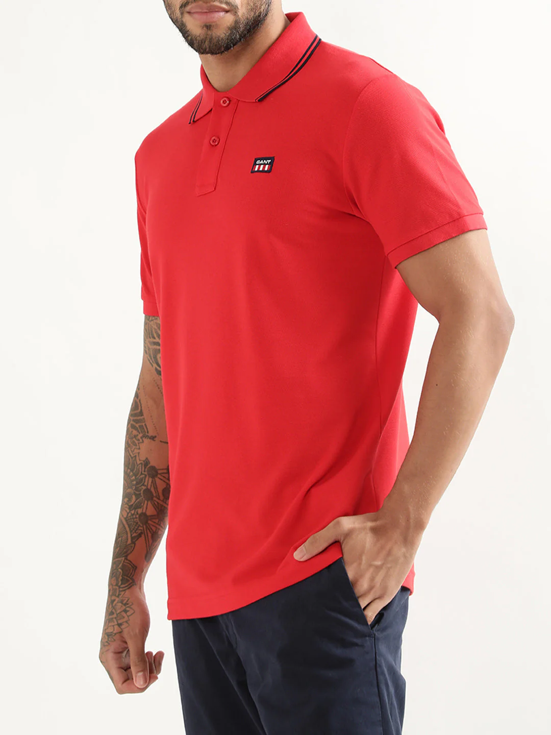 Gant Red Regular Fit Polo T-Shirt - Image 3