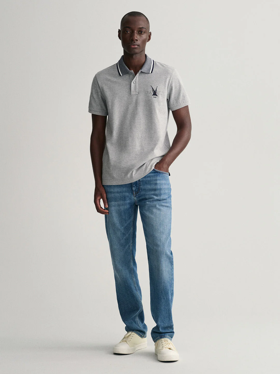 Gant Grey Sail Regular Fit Pique Polo Tshirt - Image 2