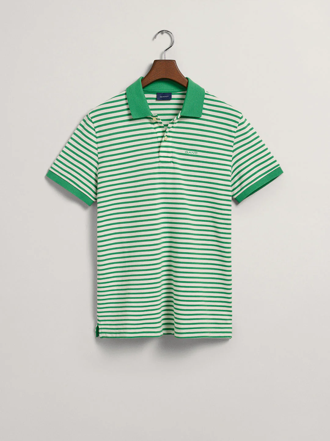 Gant Green Striped Regular Fit Pique Polo Tshirt - Image 5