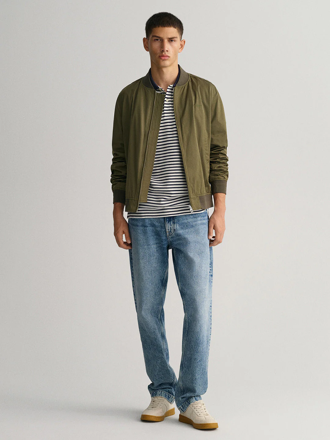 Gant Blue Striped Regular Fit Pique Polo Tshirt - Image 2