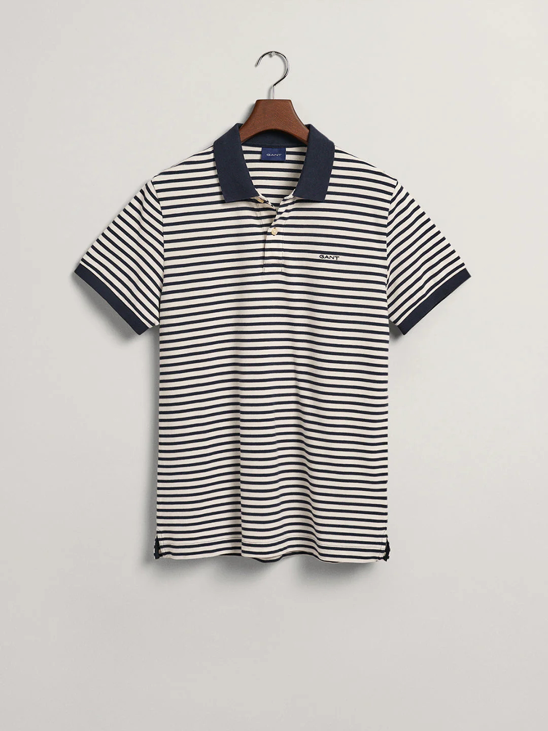 Gant Blue Striped Regular Fit Pique Polo Tshirt - Image 5