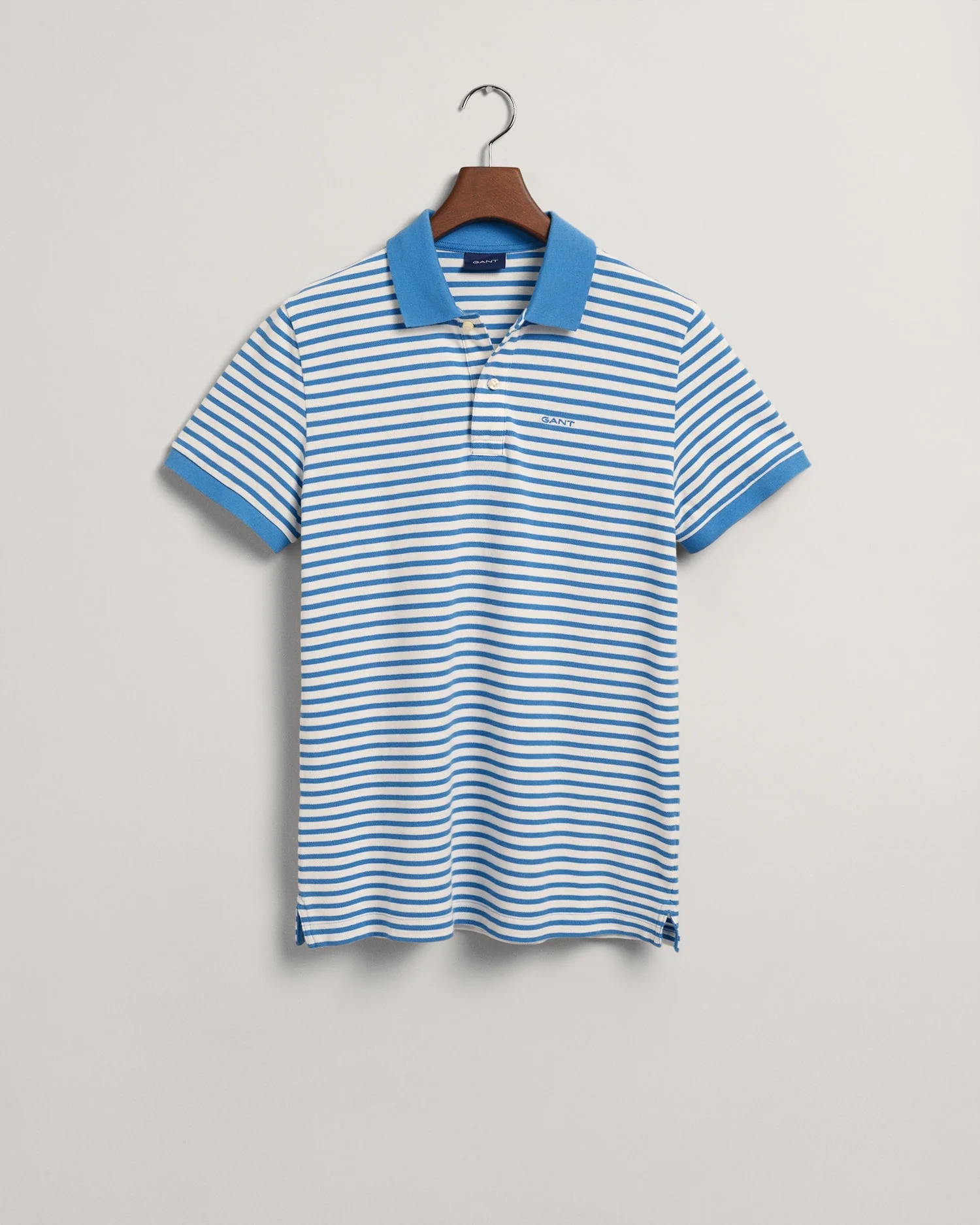 Gant Blue Striped Regular Fit Pique Polo Tshirt - Image 5