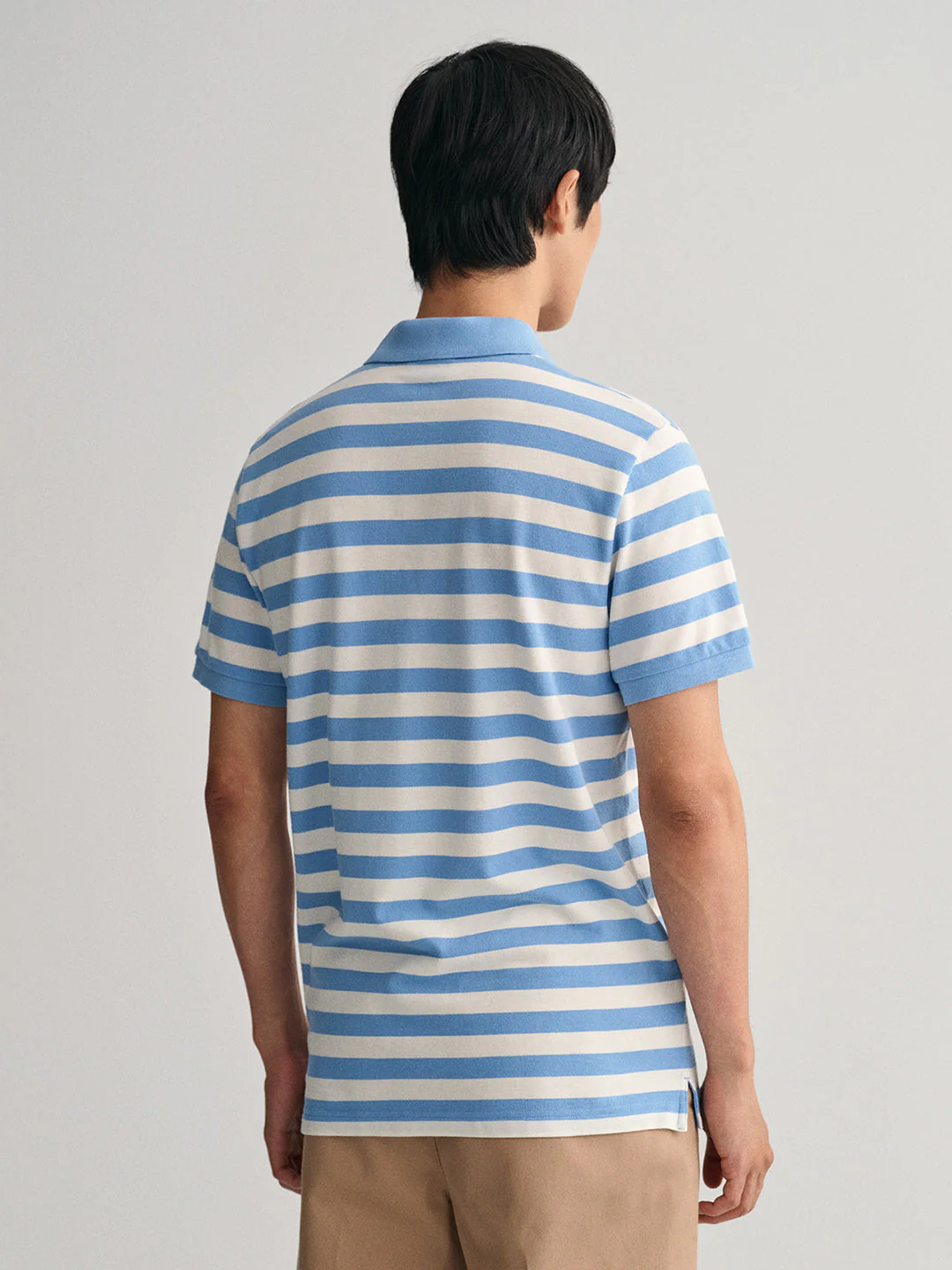 Gant Blue Striped Regular Fit Pique Polo Tshirt - Image 3