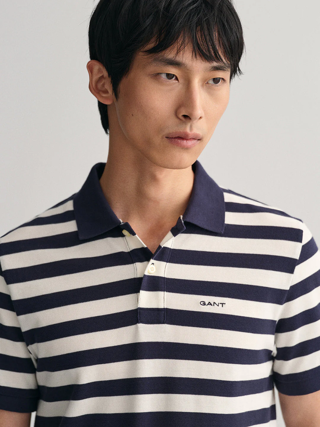 Gant Blue Striped Regular Fit Pique Polo Tshirt - Image 4