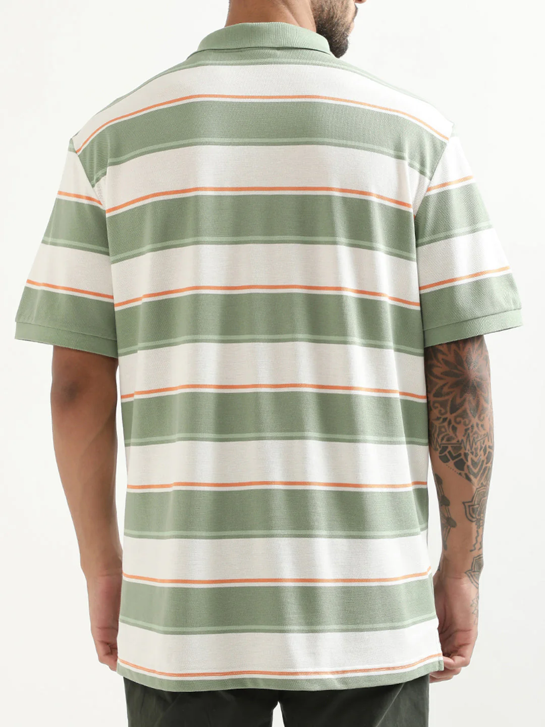 Gant Green Striped Regular Fit Polo T-Shirt - Image 2
