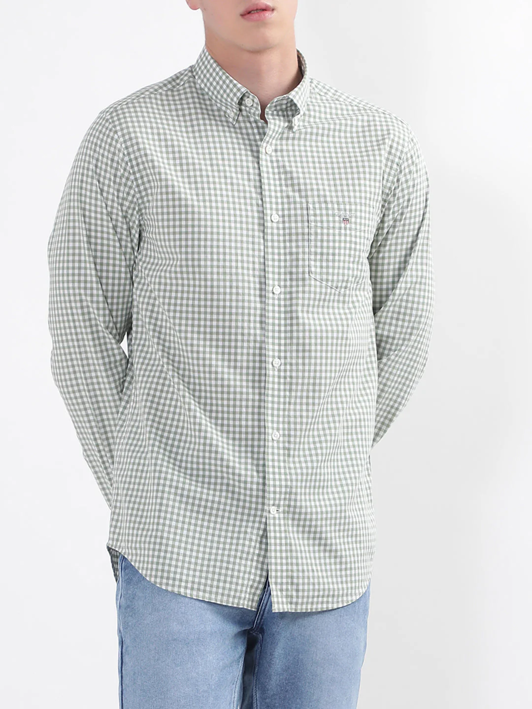 Gant Classic Broadcloth Gingham Checks Checked Button Down Collar Cotton Casual Shirt - Image 3