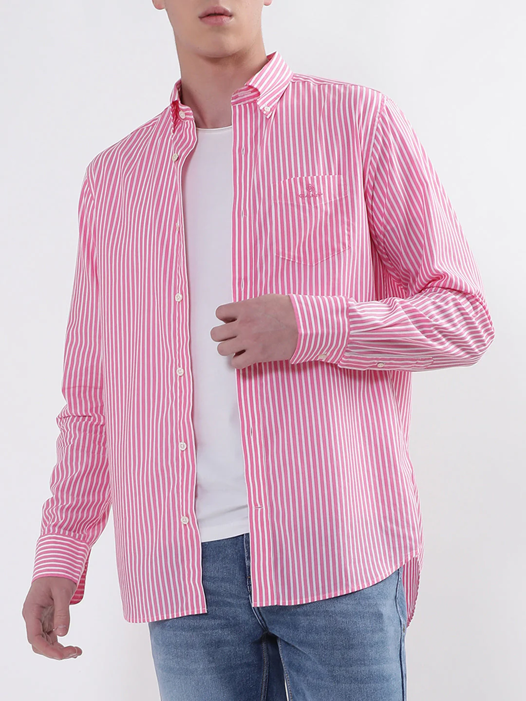 Gant Pink Broadcloth Striped Regular Fit Shirt - Image 3
