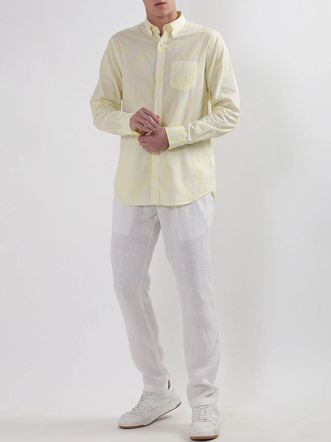 Gant Yellow Broadcloth Striped Regular Fit Shirt - Image 4