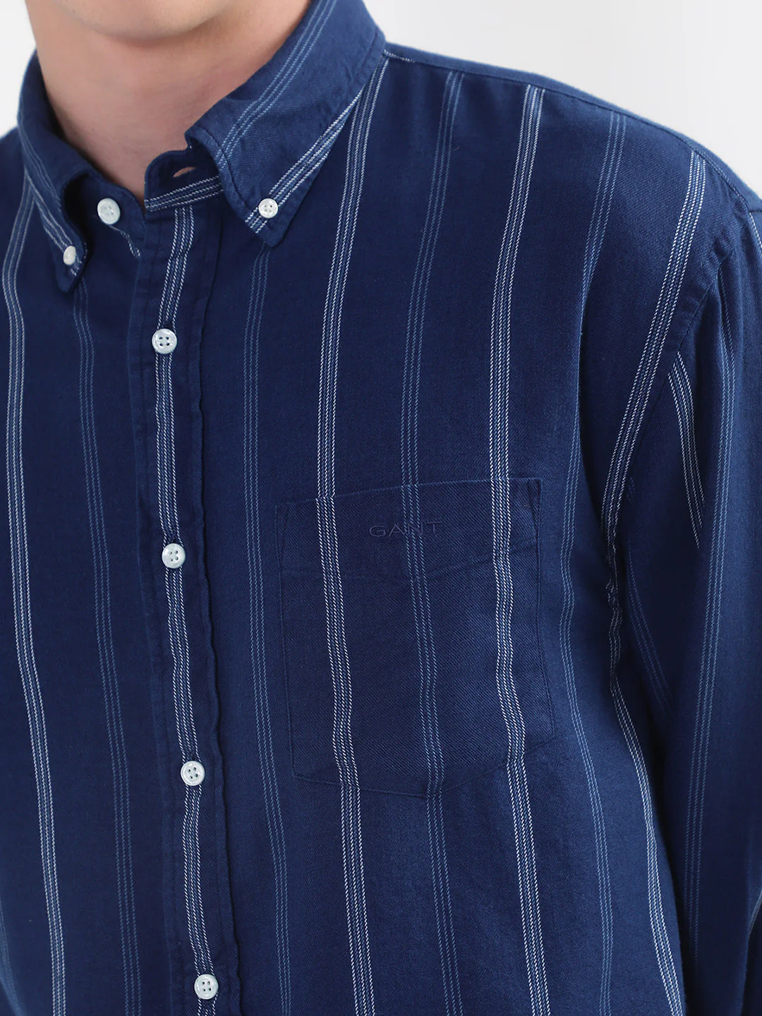 Gant Blue Striped Relaxed Fit Shirt - Image 6