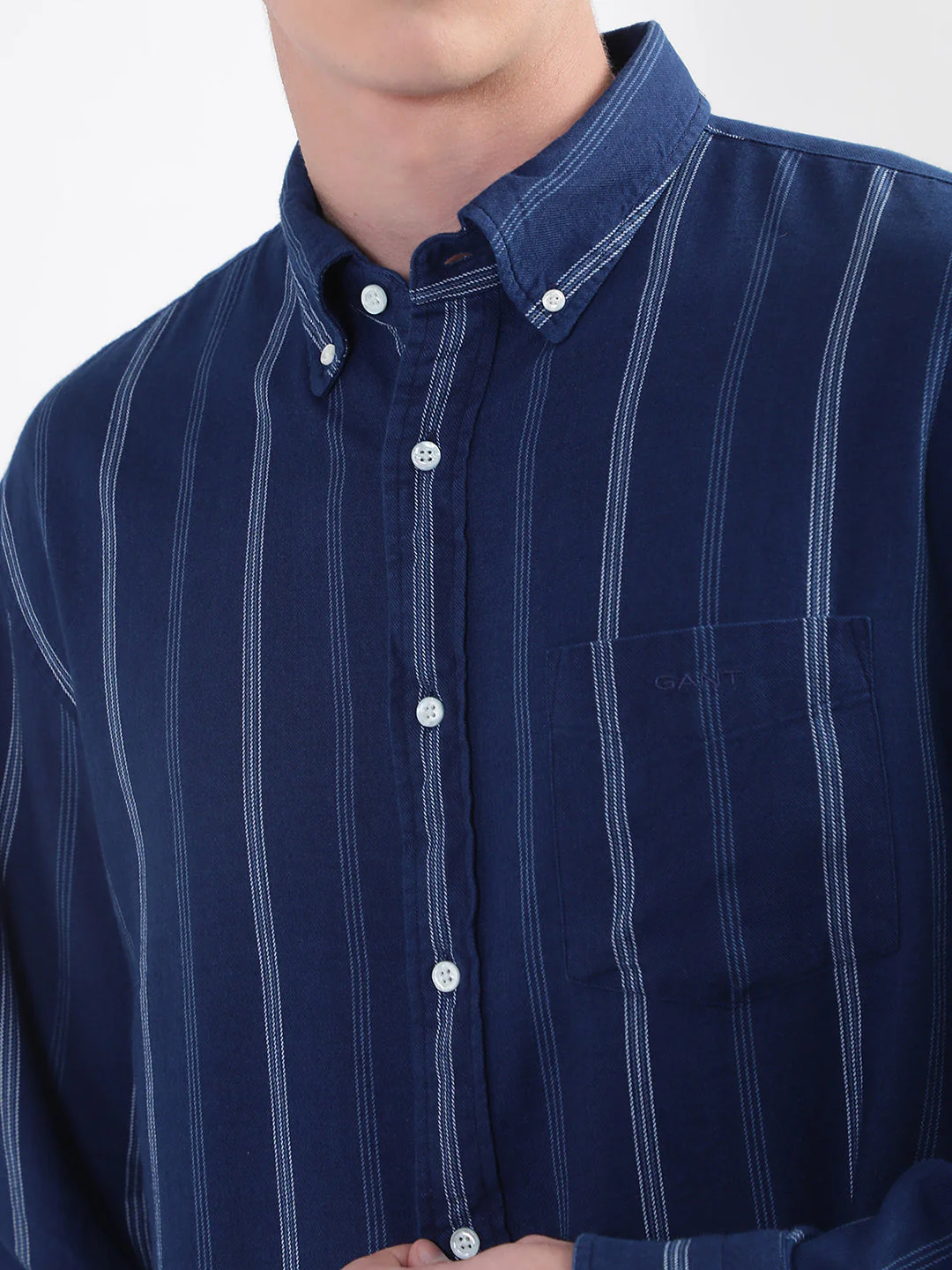Gant Blue Striped Relaxed Fit Shirt - Image 7