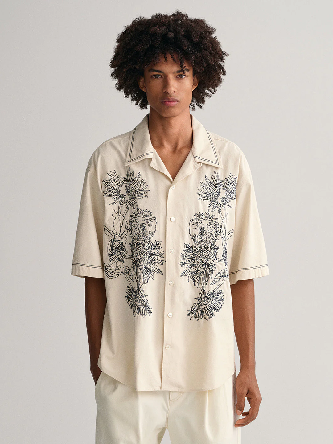 Gant Cream Floral Print Comfort Fit Shirt