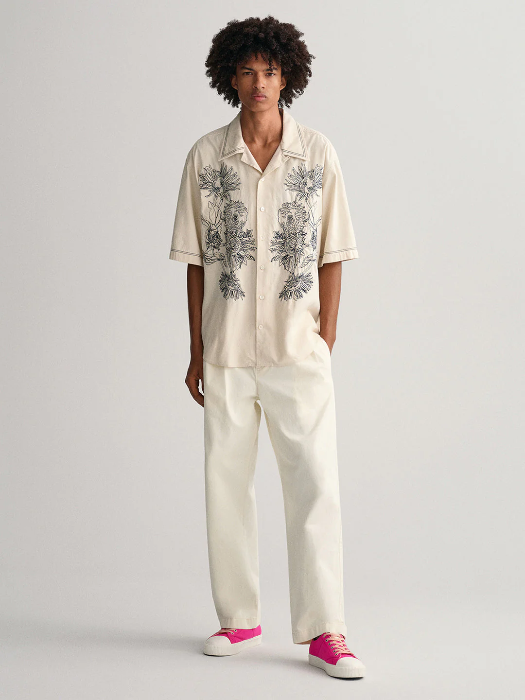 Gant Cream Floral Print Comfort Fit Shirt - Image 3