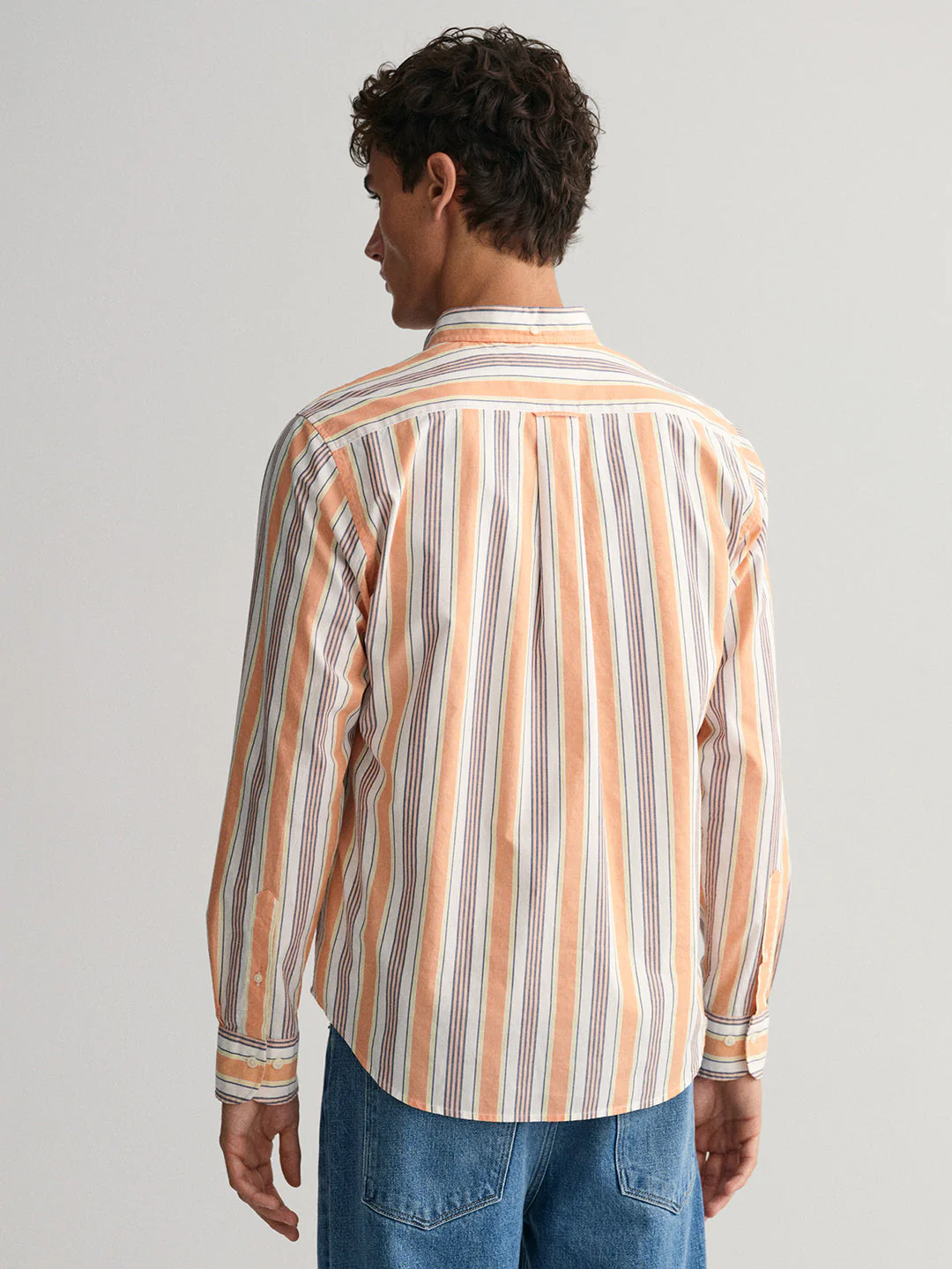 Gant Orange Untucked Striped Regular Fit Shirt - Image 3