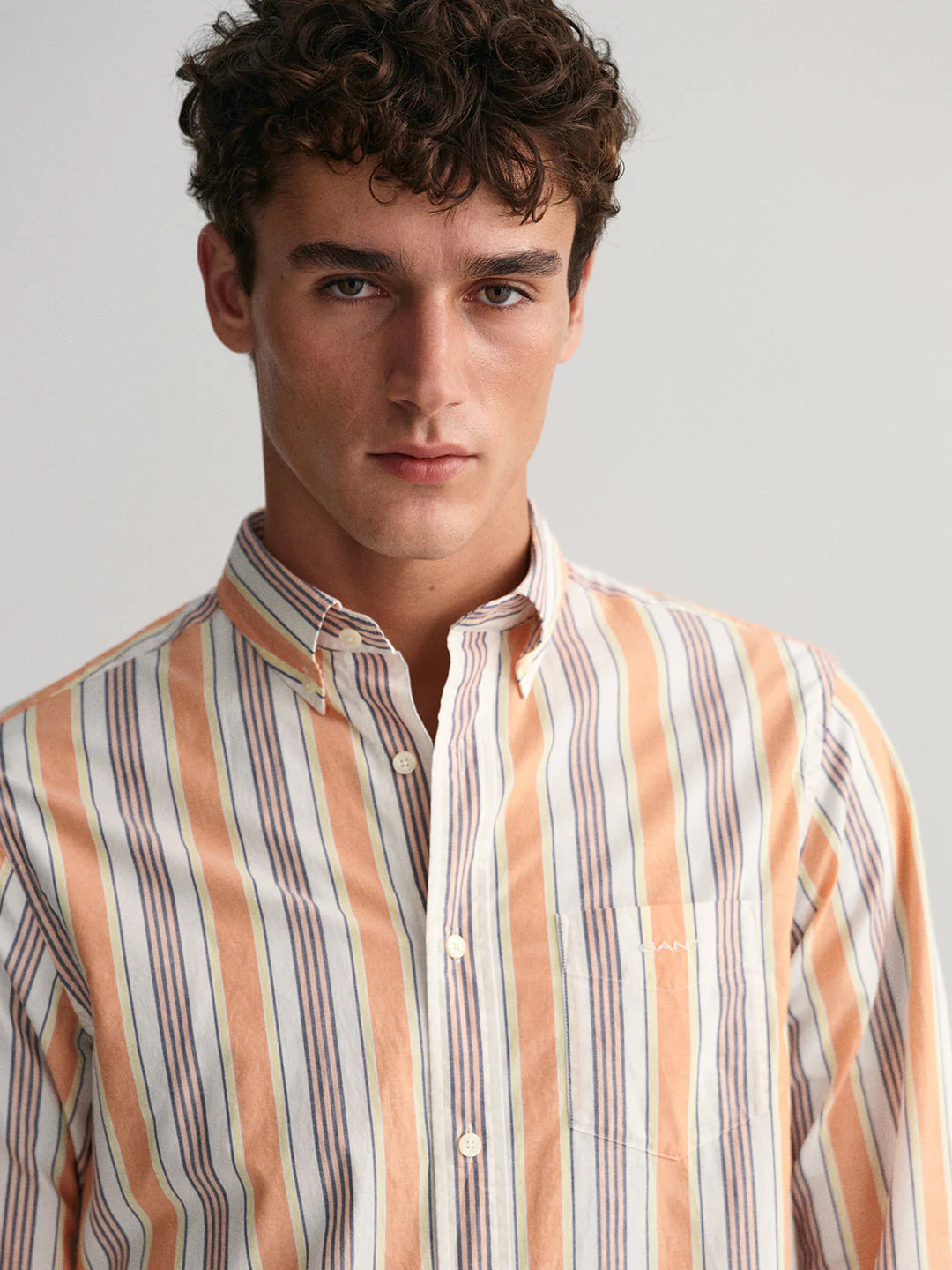 Gant Orange Untucked Striped Regular Fit Shirt - Image 4