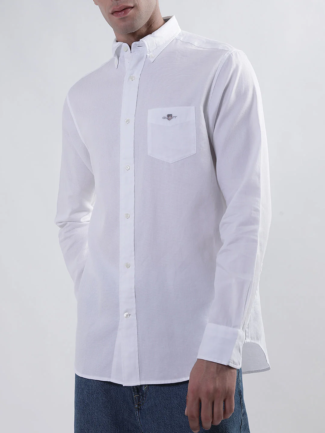 Gant White Honeycomb Weave Regular Fit Shirt - Image 2