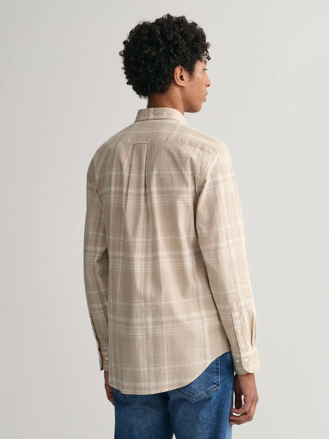 Gant Beige Checked Regular Fit Shirt - Image 3