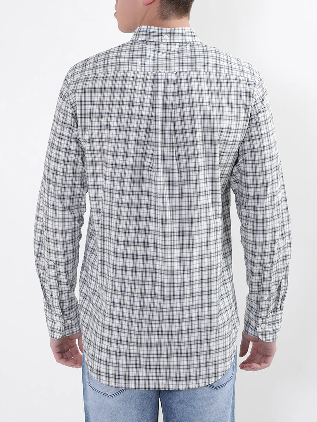 Gant Green Poplin Micro Checked Regular Fit Shirt - Image 2