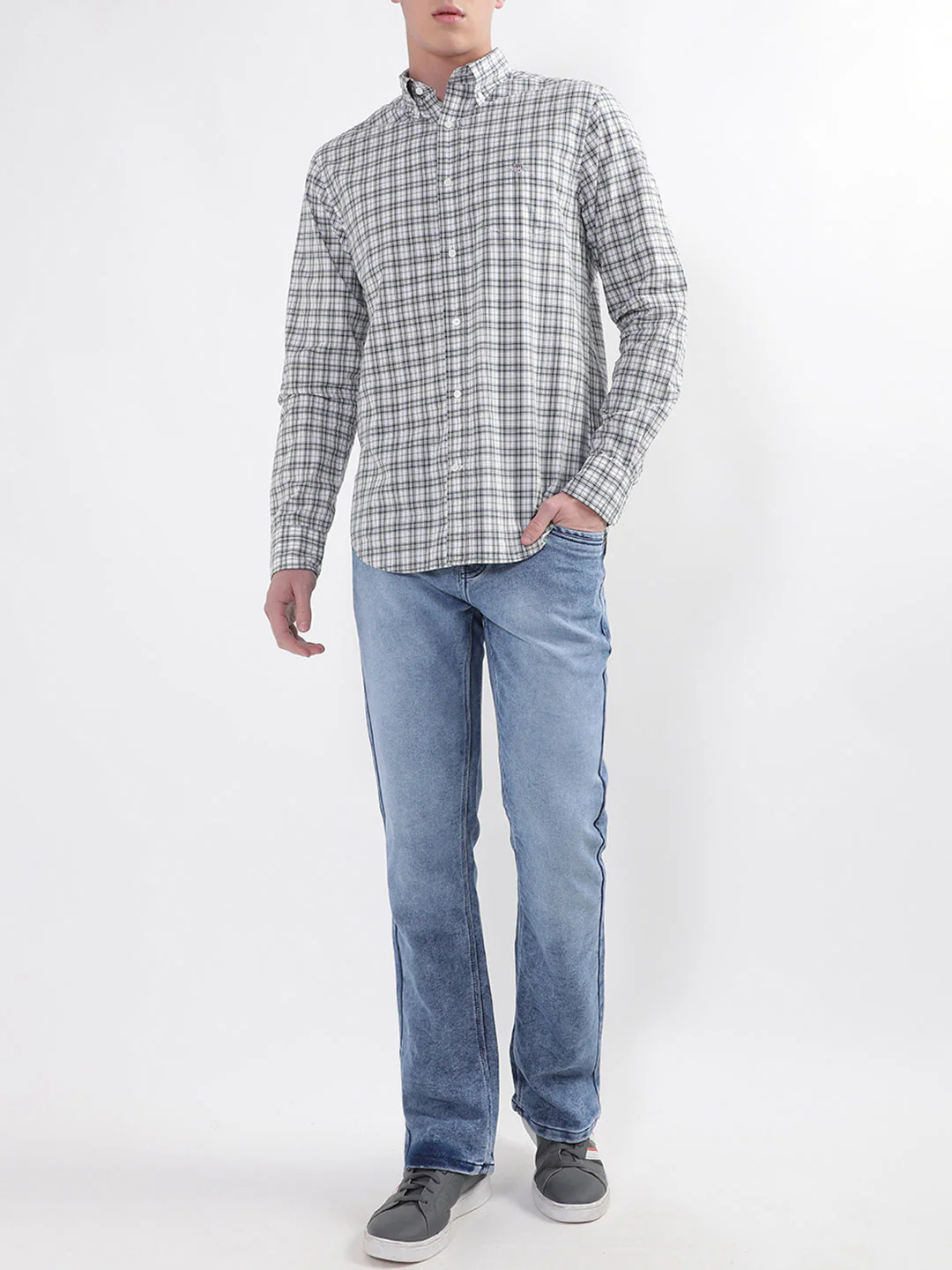 Gant Green Poplin Micro Checked Regular Fit Shirt - Image 4