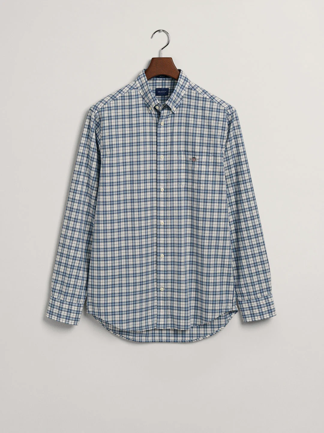 Gant Blue Poplin Micro Checked Regular Fit Shirt - Image 5